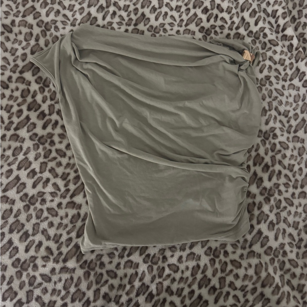 SHEIN Olive Green Asymmetrical Jersey Skirt